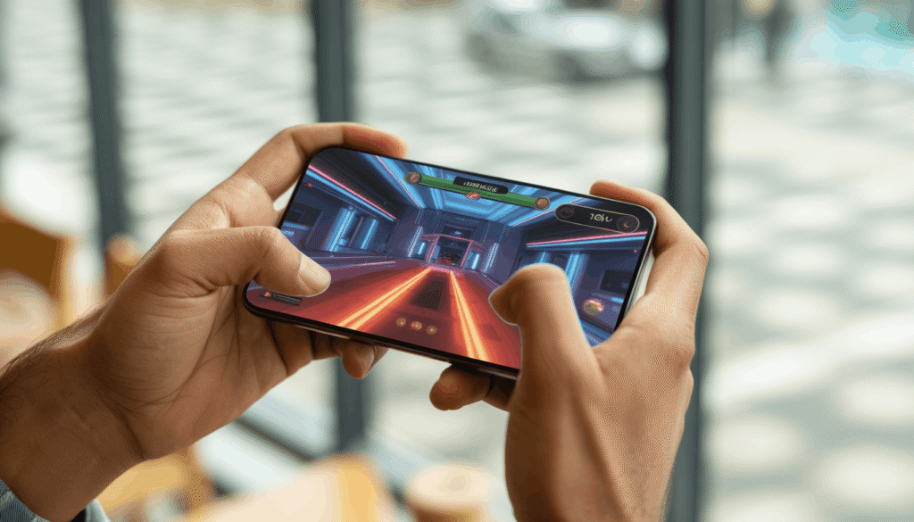 ideogram-v3.0_Point-of-view_shot_of_a_young_man_s_hands_holding_a_thin_bezel_smartphone_in_lan-0