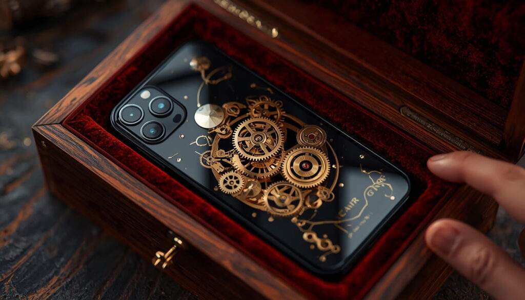 lucid-origin_An_iPhone_15_Pro_Max_with_a_custom_Caviar_Steampunk_backplate_featuring_real_18K-0