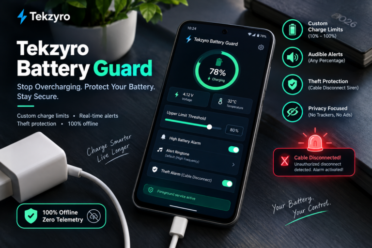Tekzyro Battery Guard Setup Guide: How to Stop Charging at 80% on Android (Step-by-Step 2026 Manual)