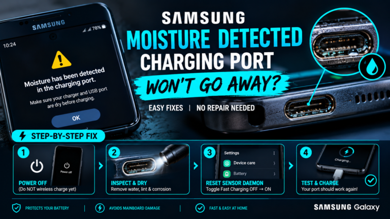 Samsung Moisture Detected in Charging Port Won’t Go Away Fix (2026)
