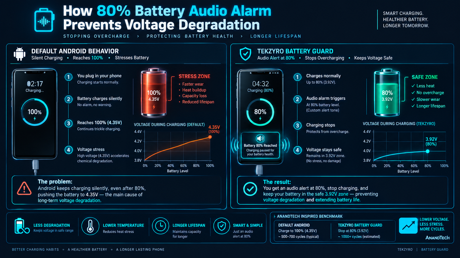How 80 percent battery audio alarm prevents cell voltage degradation technical diagram