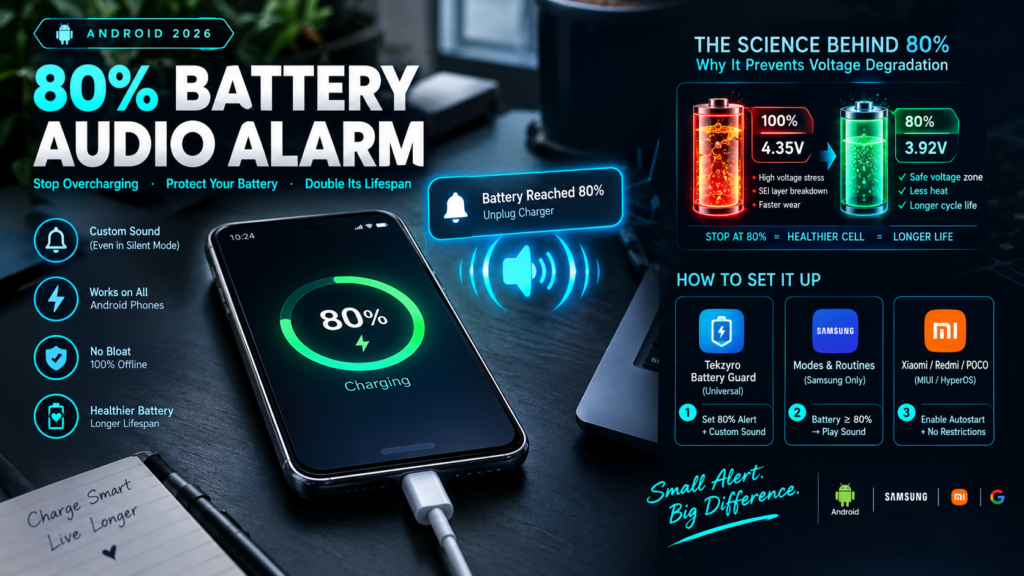 How to Set 80% Battery Alarm Sound on Android (2026 Step-by-Step Guide)